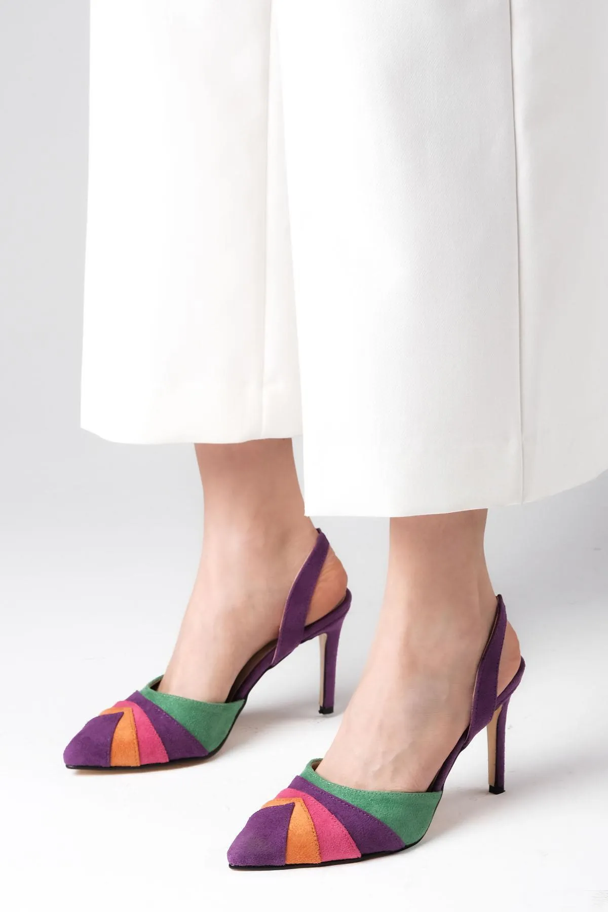 Mio Gusto  Valentina – Mehrfarbige Damenschuhe mit offenem Rücken und Absatz