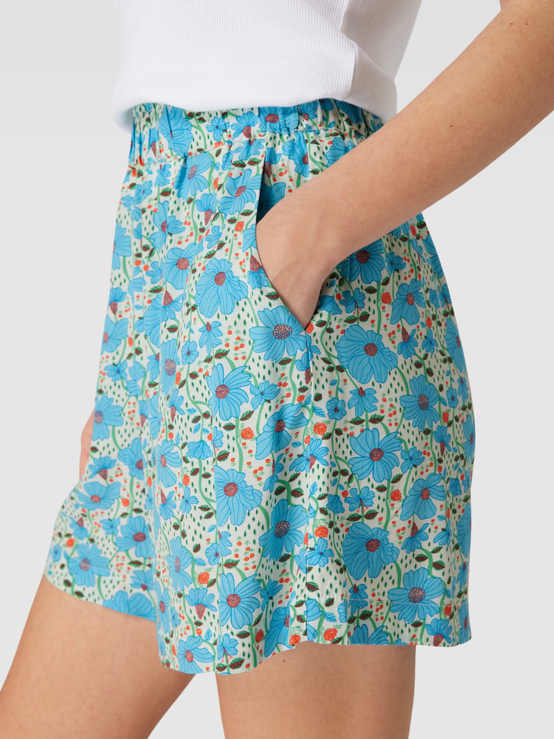 Shorts aus reiner Viskose mit Allover-Print Modell 'MILA' in sand