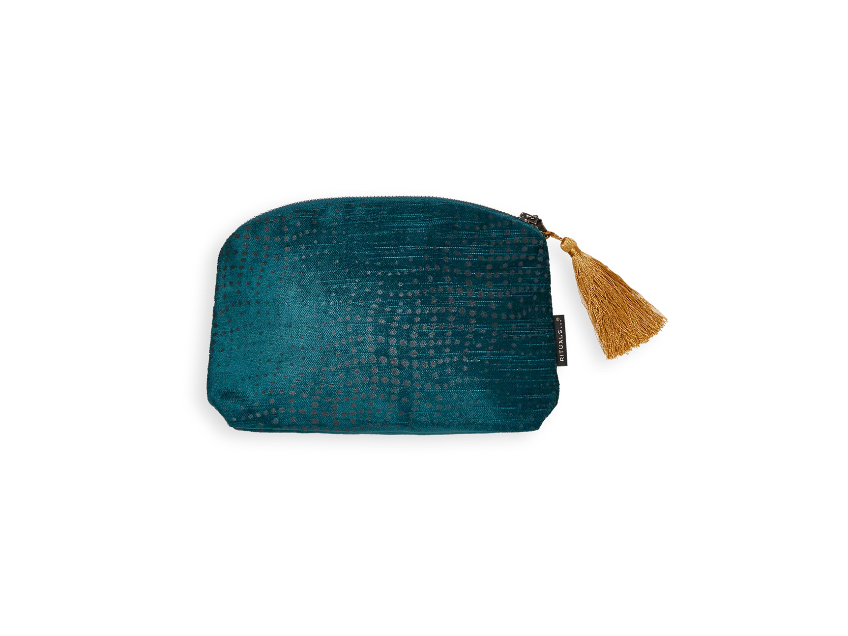 Pochette Vellore en velours de coton bleu pétrole