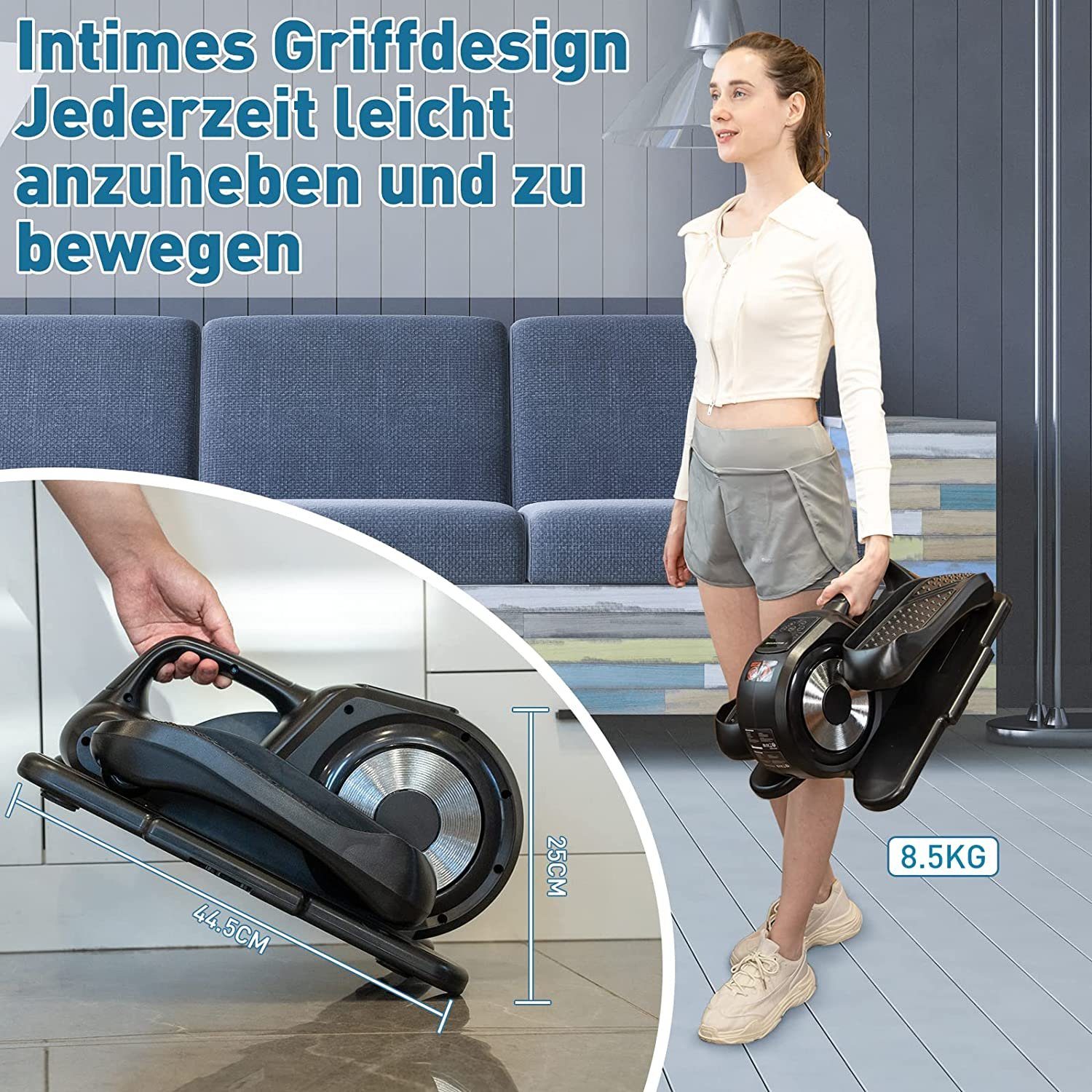 GEARSTONE Mini-Stepper, Mini Ellipsentrainer mit 12 Einstellbaren Widerstanden/Remote