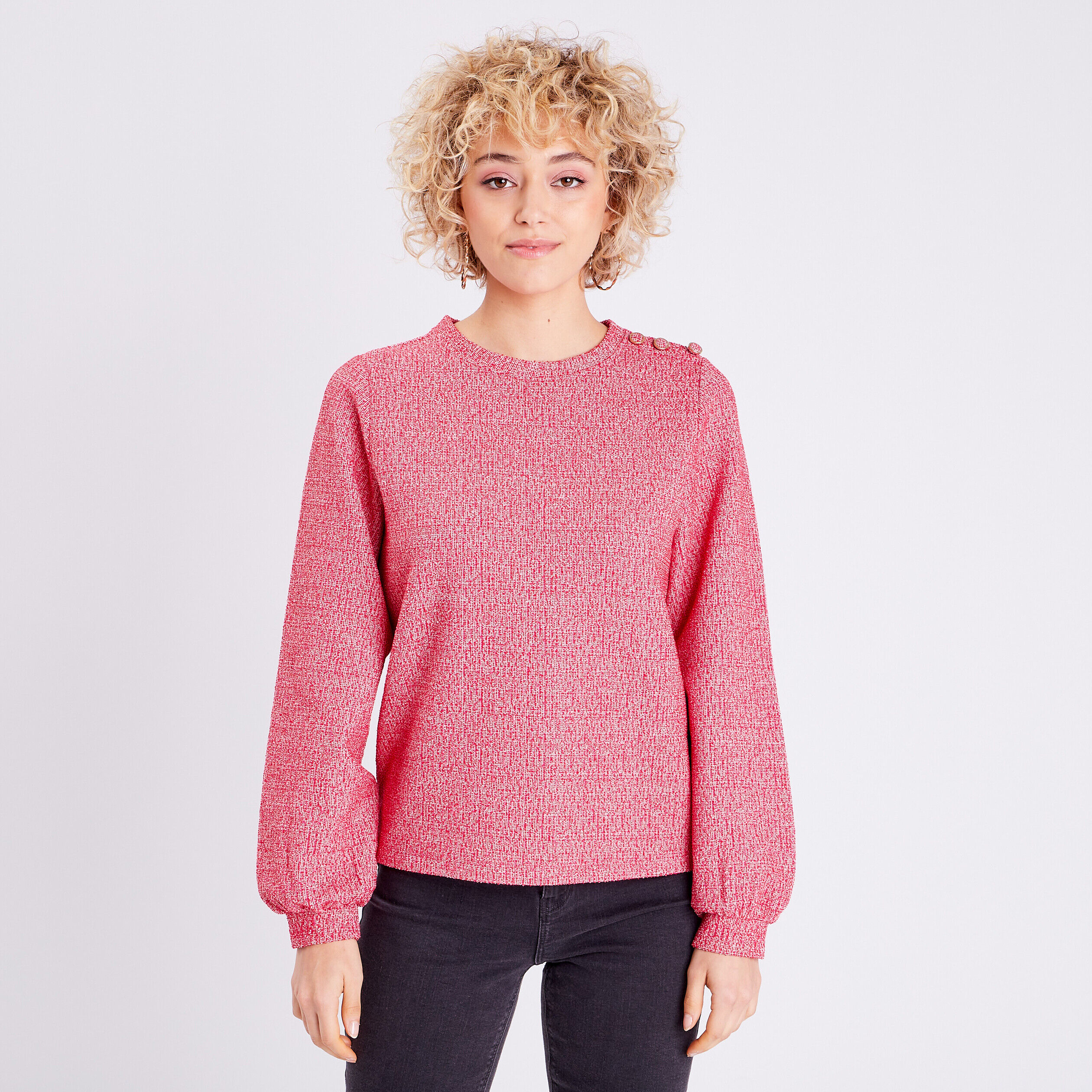 Sweat manches bouffantes rouge femme | Cache Cache