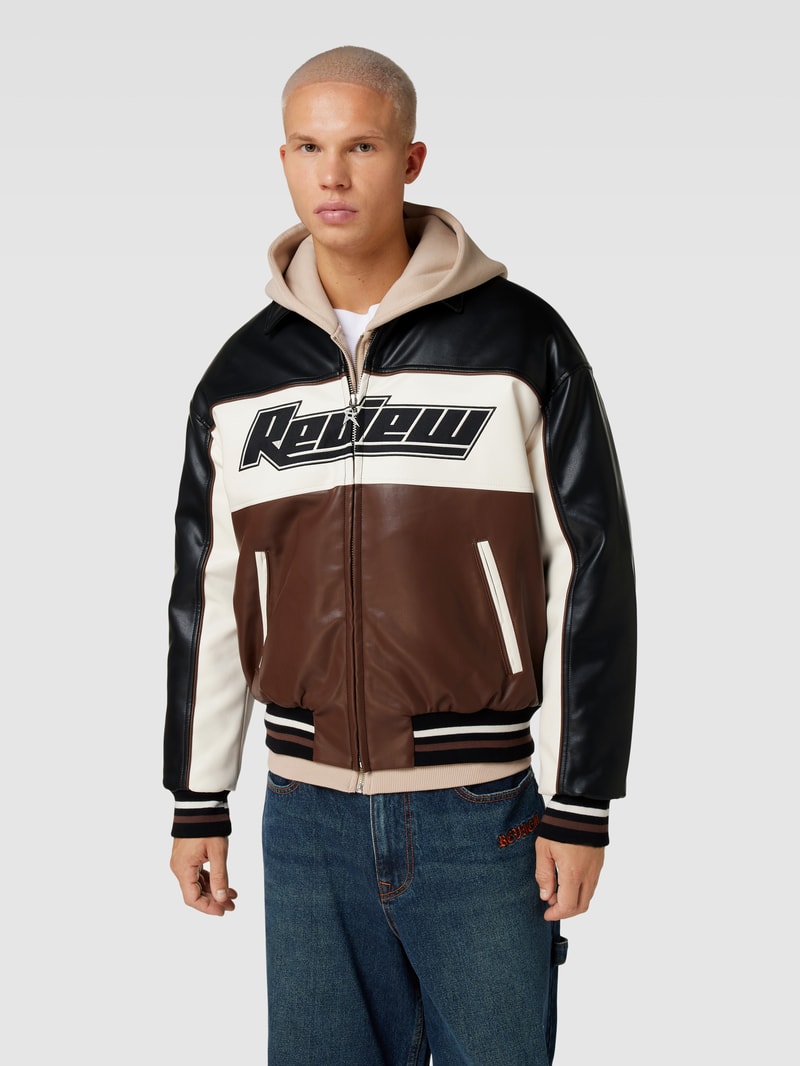 Bomberjacke mit Label-Stitching in dunkelbraun