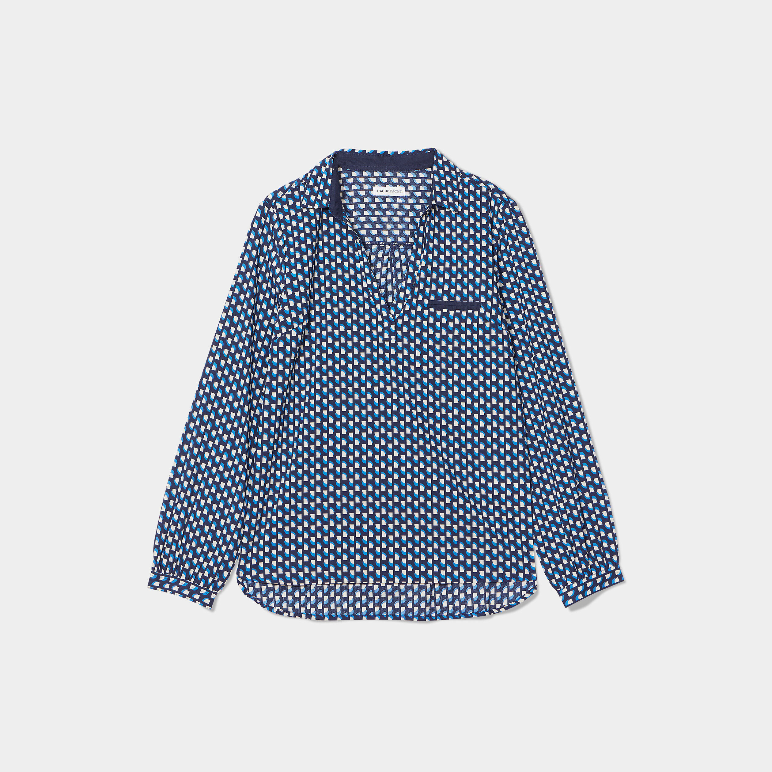Blouse manches longues bleu marine femme | Cache Cache
