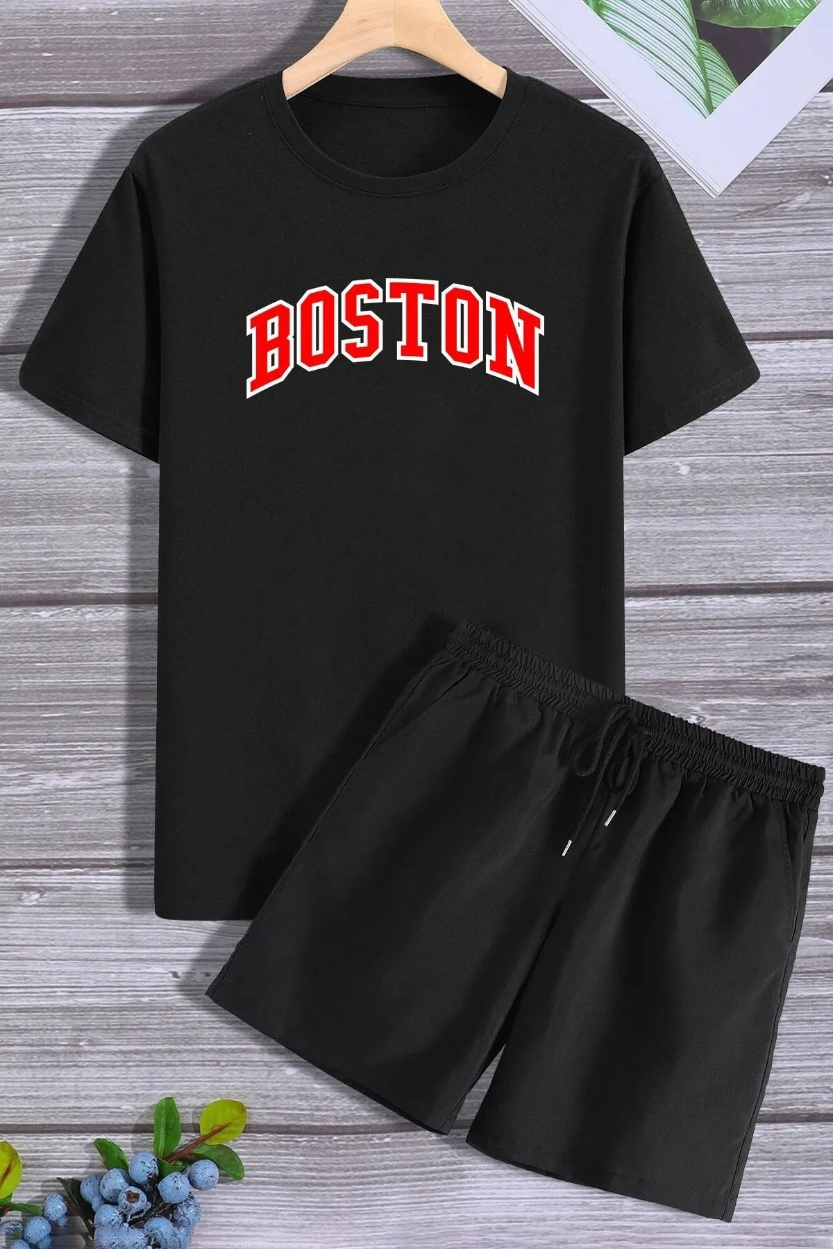 trendypassion  Boston Shorts T-Shirt-Trainingsanzug-Set