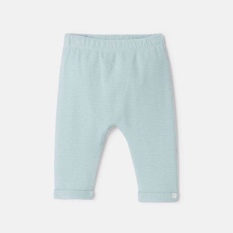 Ensemble 2 pièces en interlock et coton nid d'abeille turquoise naissance Absorba