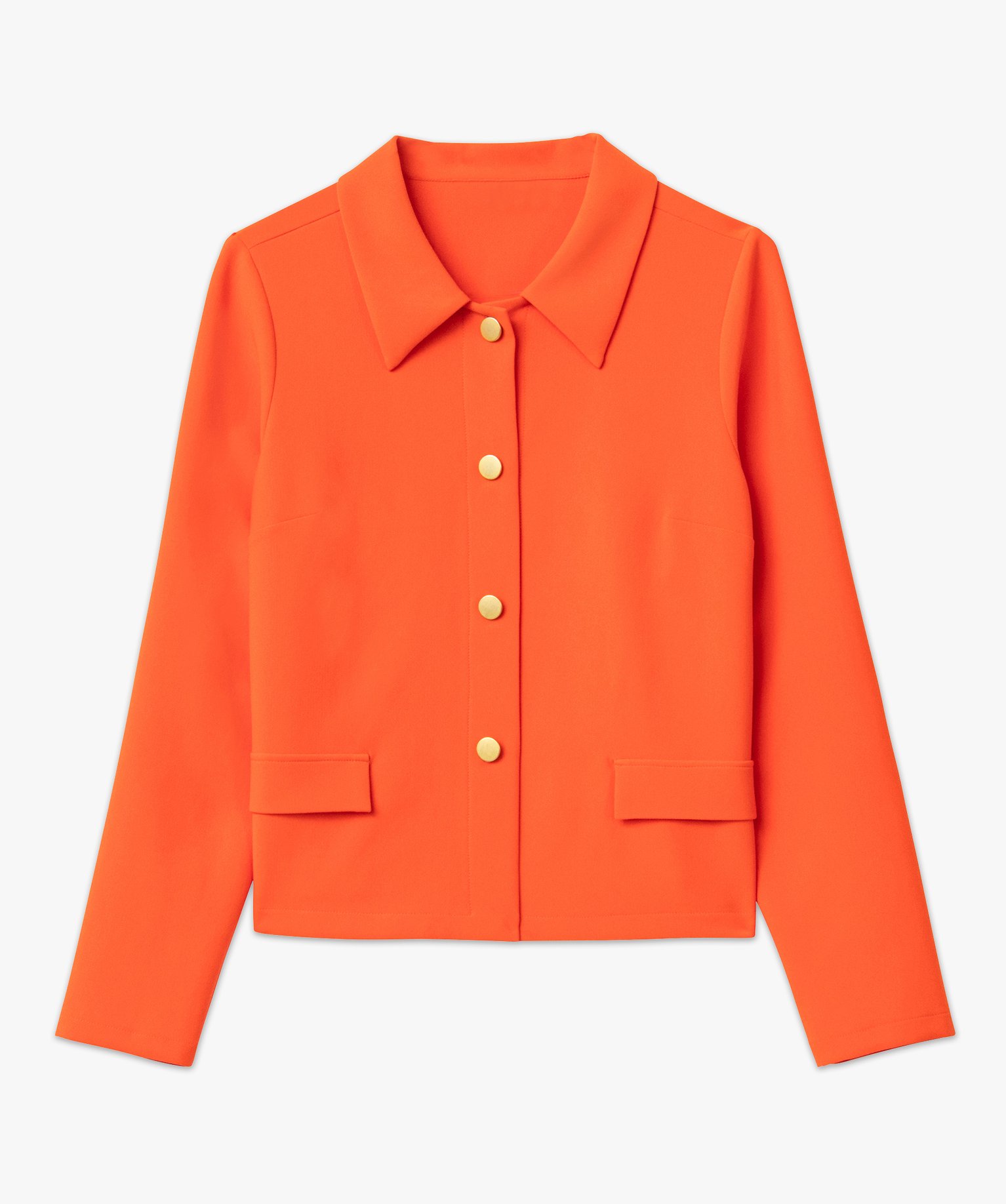 Chemise à manches longues avec boutons métalliques femme orange | GEMO