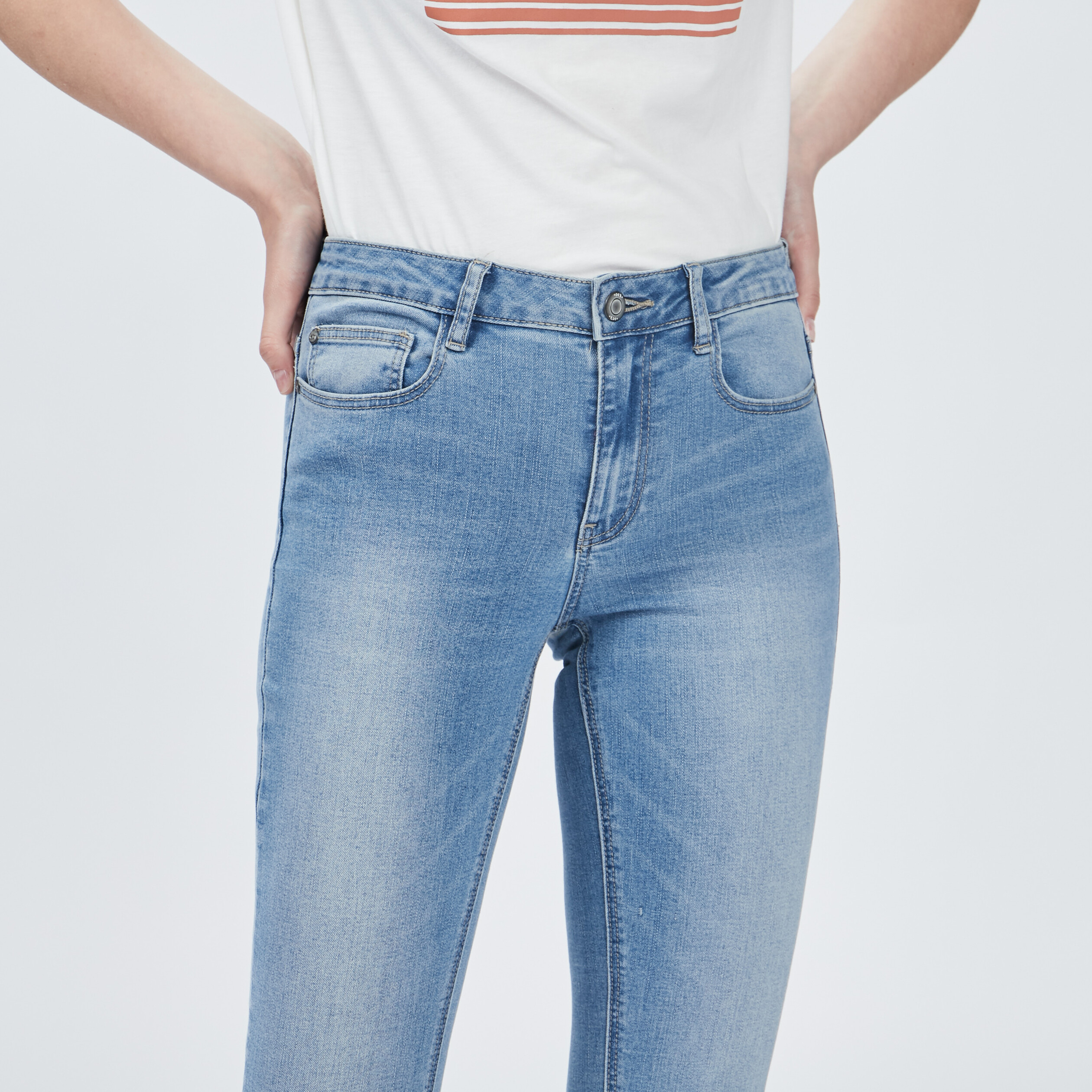 Jeans skinny 7 8ème taille standard denim double stone femme | La Halle