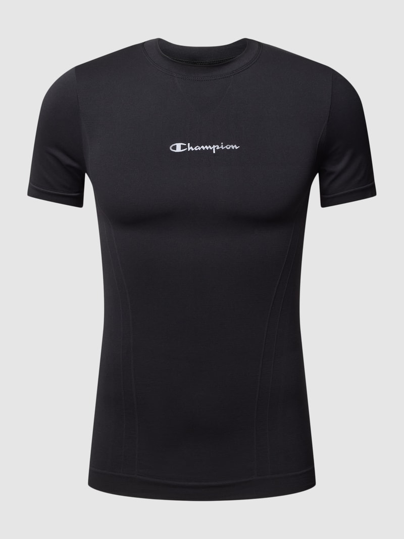 Atmungsaktives T-Shirt mit Label-Print in schwarz