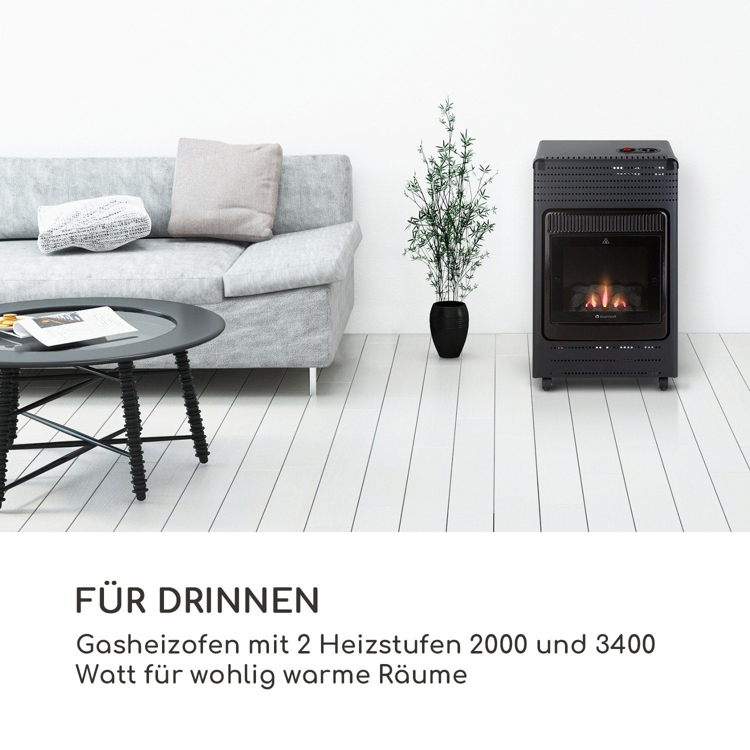 blumfeldt Heizkörper Andora Flame, elektrische Gasheizgerät terrassenheizstrahler Outdoor