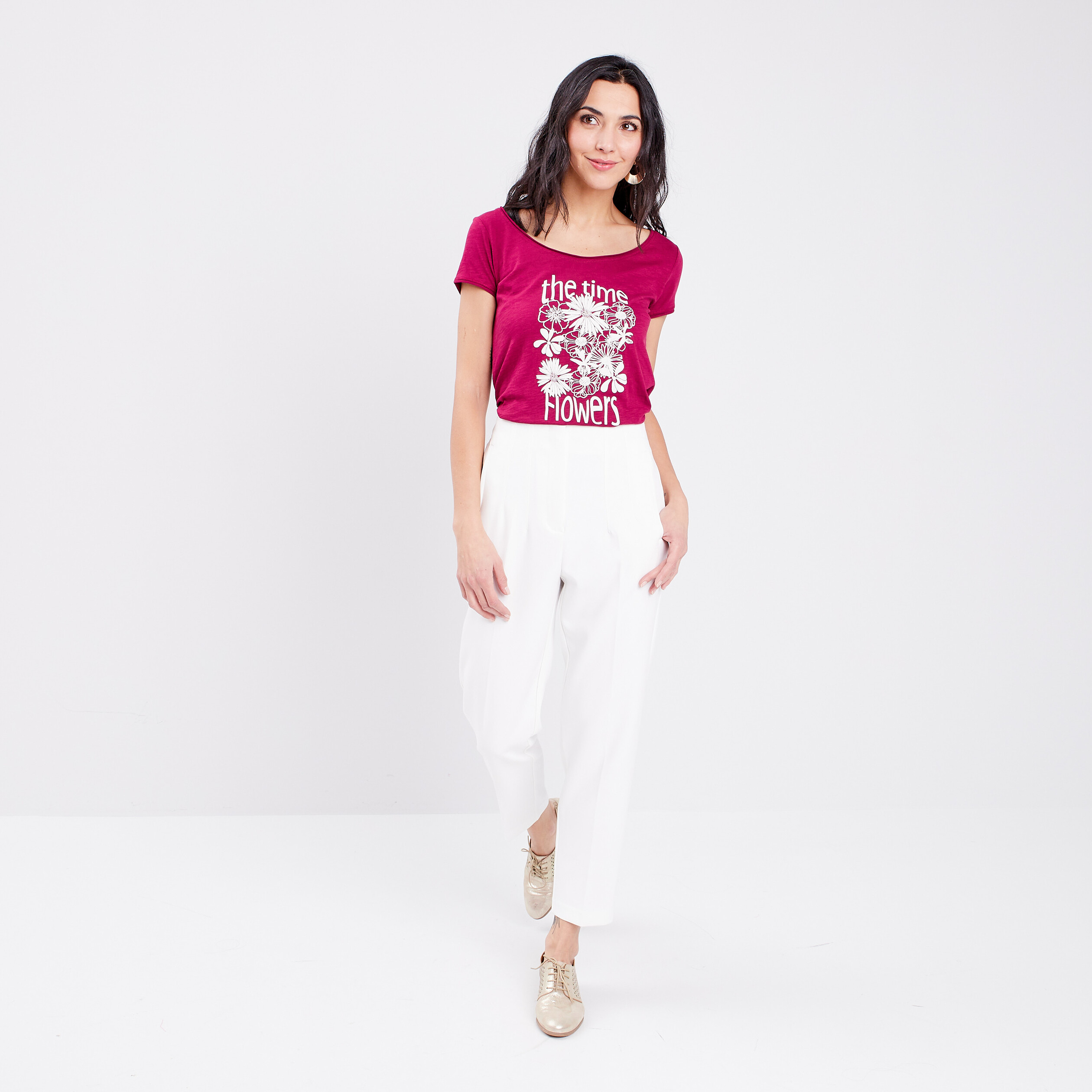 T-shirt manches courtes Creeks bordeaux femme | La Halle