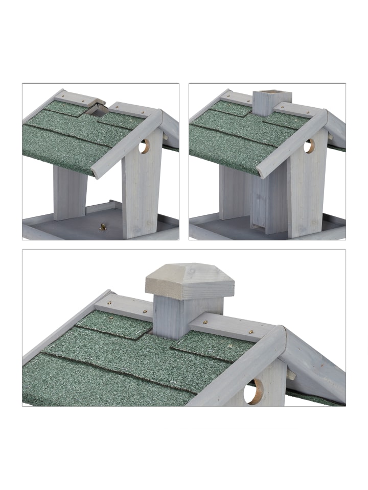 relaxdays Vogelfutterhaus in Grau/ Grün - (B)67 x (H)135 x (T)56 cm günstig kaufen onesize