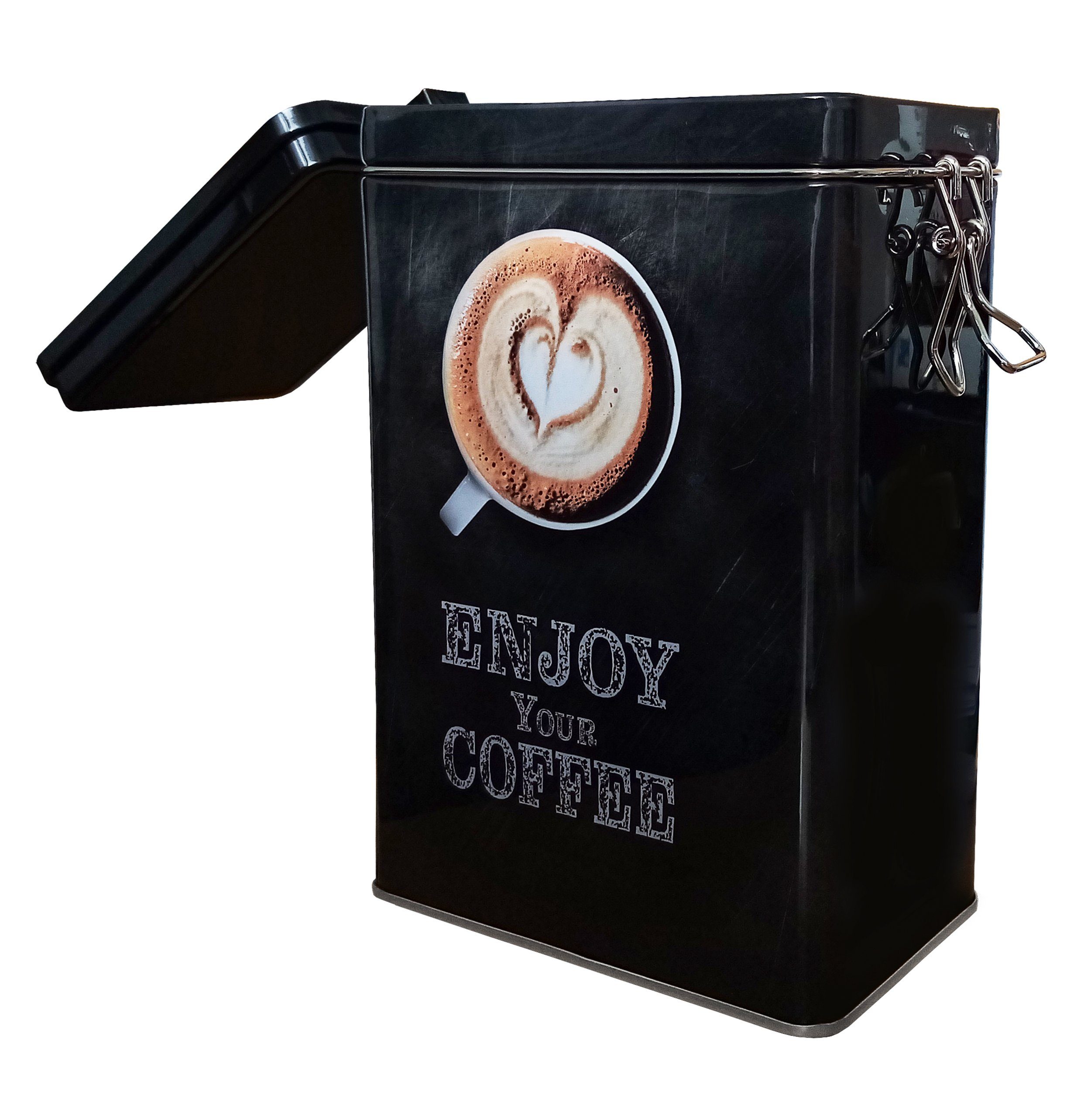 Kesper Kaffeedose KAFFEEDOSE aus Metall 14x19x8cm luftdicht Schwarz Matalldose 59, Blechdose Metall Dose Kaffee Vorratsdose Aromadose