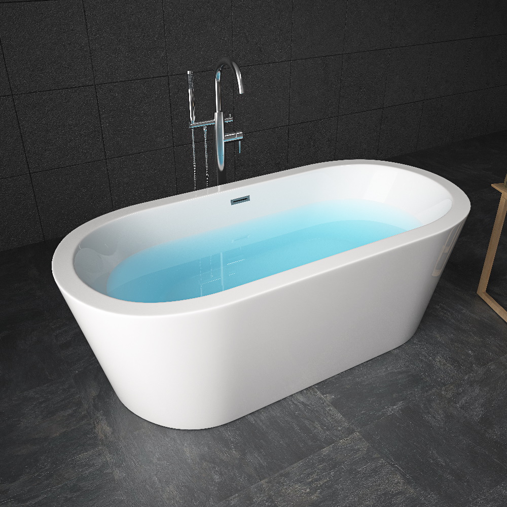 TroniTechnik Freistehende Badewanne Acrylbadewanne Standbadewanne Piperi 168cm x 80cm x 60cm