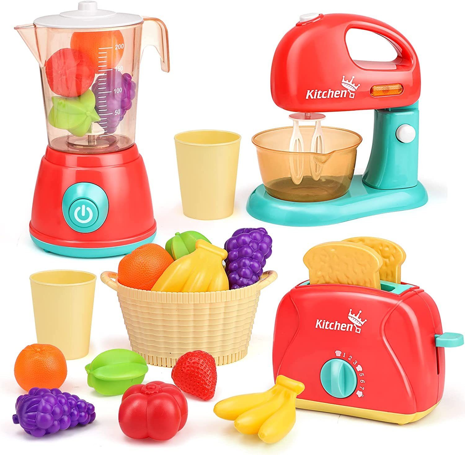 Wenta Lernspielzeug Küchen-Rollenspiel (15-St., Rollenspielzeug mit Saftpresse, Mixer und Toaster), für Kinder ab 2 Jahren
