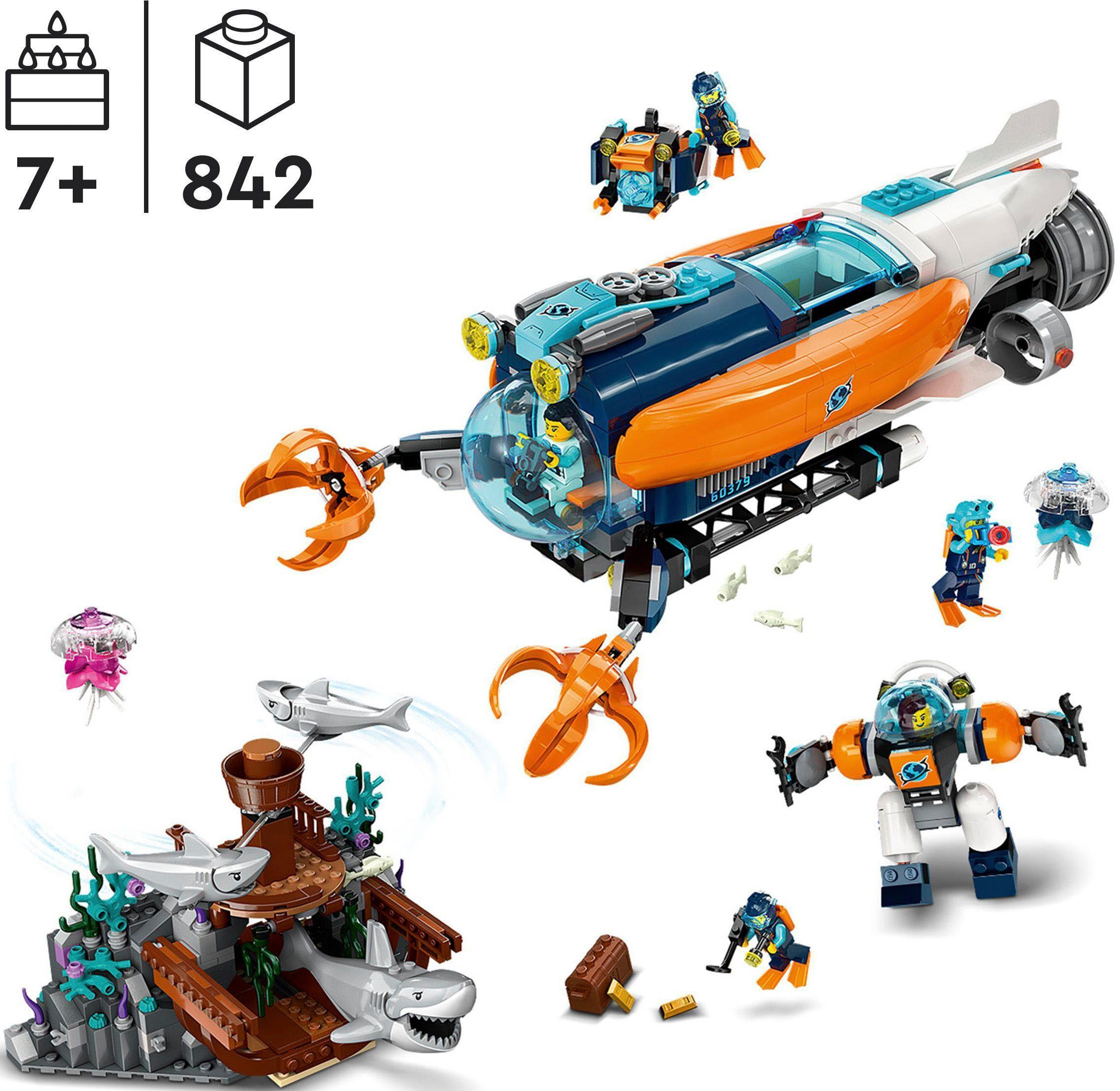 LEGO® Konstruktionsspielsteine Forscher-U-Boot (60379), LEGO® City, (842 St), Made in Europe