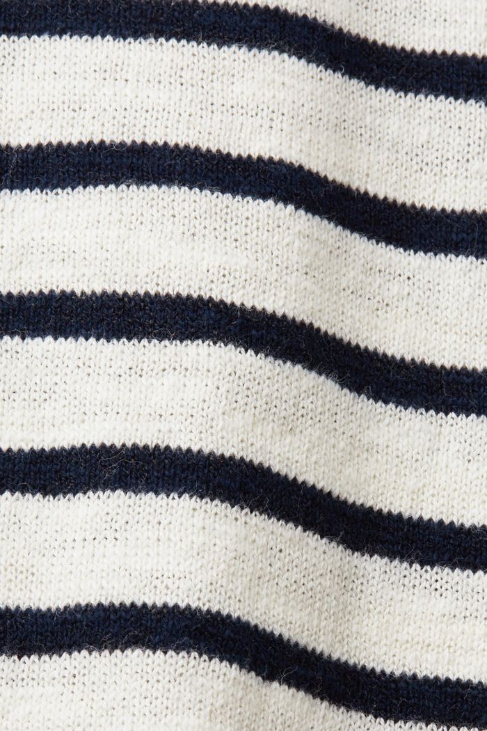 Gestreifter Rundhals Pullover, Baumwoll-Leinenmix