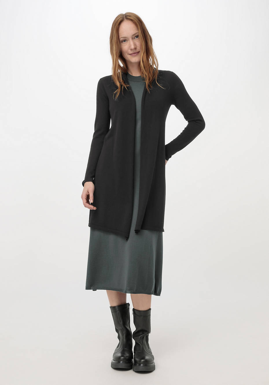 Long Strickjacke aus reiner Bio-Merinowolle