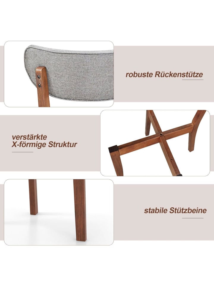 COSTWAY 2er Set Esszimmerstühle in Grau günstig kaufen onesize