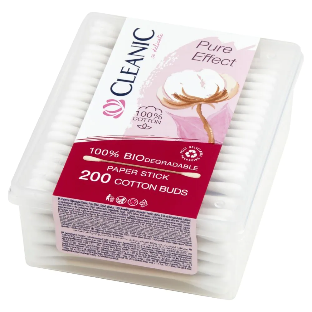 Βαμβακερά μαντηλάκια Cleanic Pure Effect σε ορθογώνιο κουτί