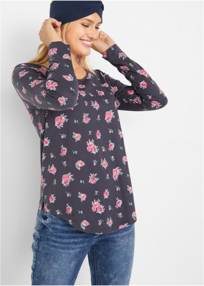 Bedrucktes Langarmshirt aus Baumwolle