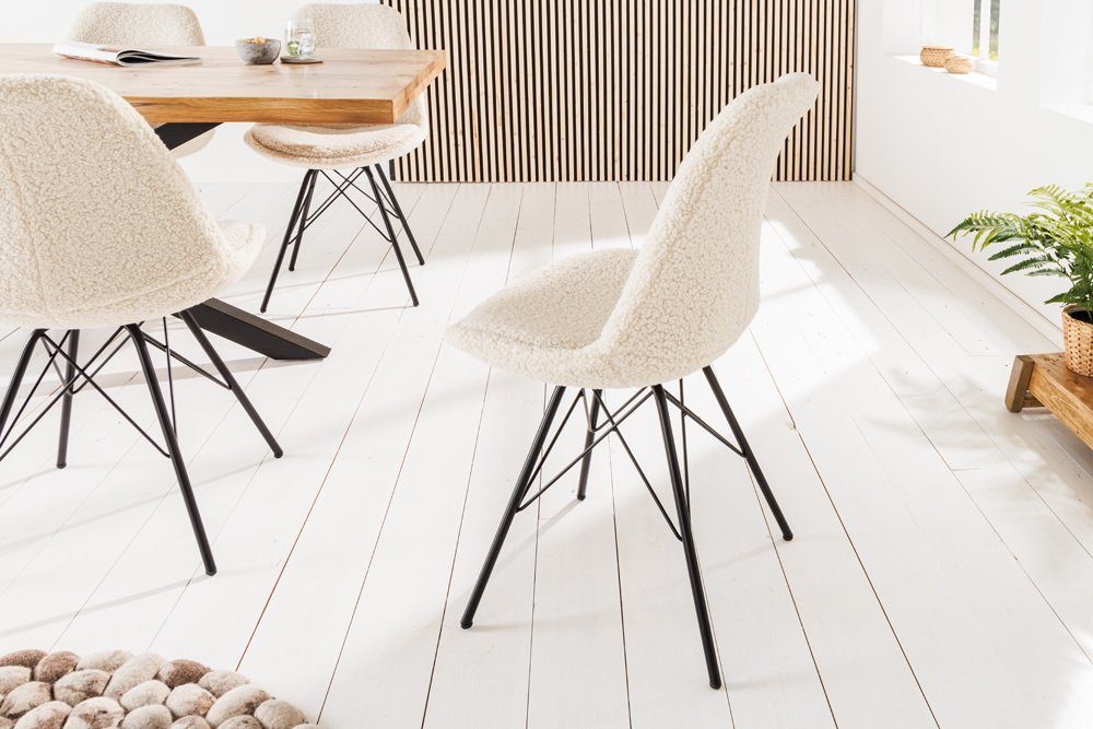 riess-ambiente Stuhl SCANDINAVIA MEISTERSTÜCK creme / schwarz (Einzelartikel, 1 St), Esszimmer · Bouclé · Metall · Modern Design