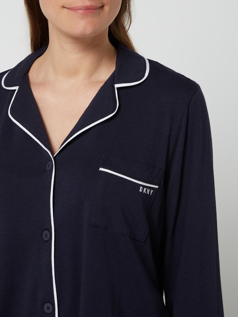 Pyjama aus Baumwoll-Viskose-Mix in marineblau