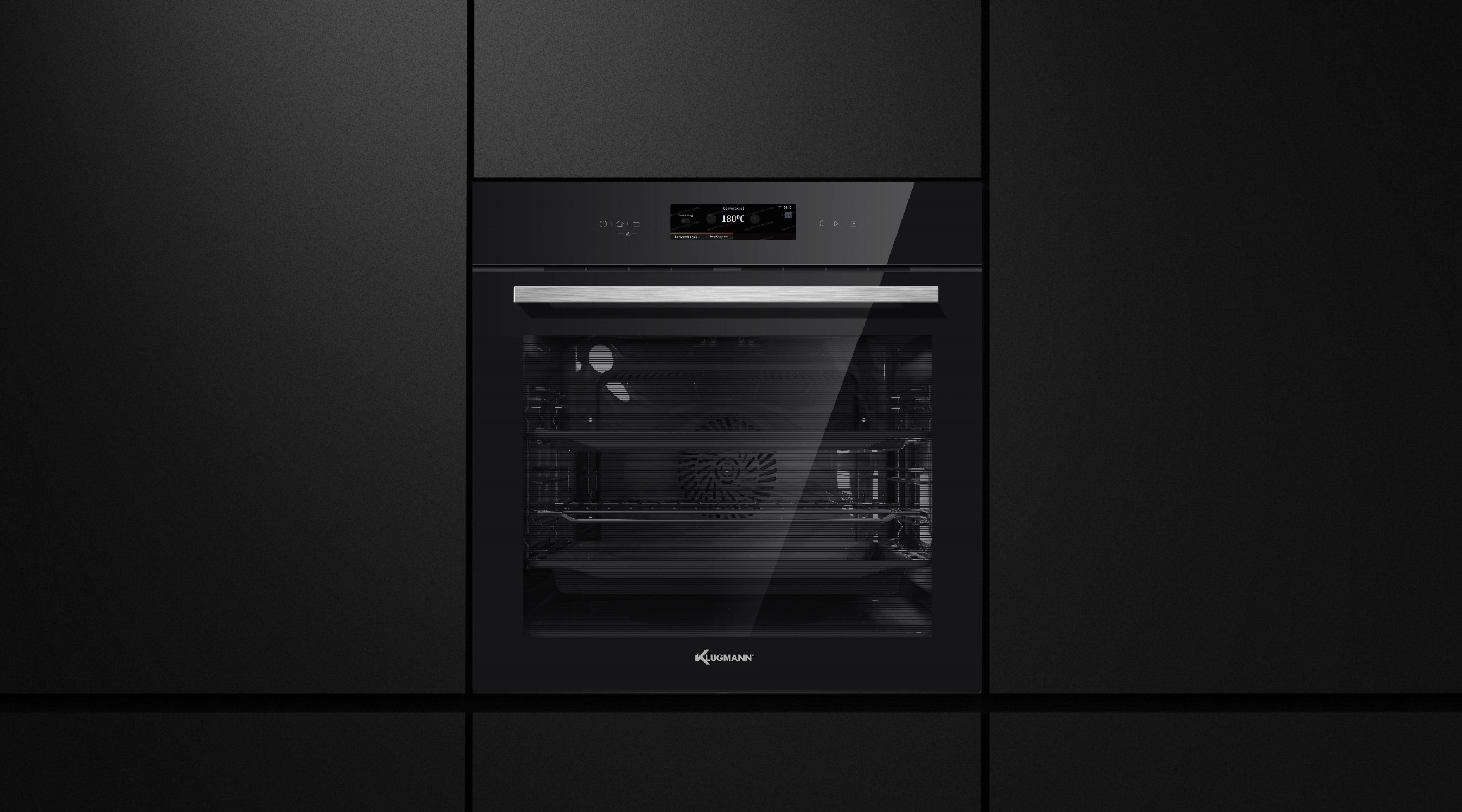 Klugmann Einbaubackofen KO1772TFT, Smart-Herd, Umluft, TFT Farbdisplay 72 L, A+, 17, Teleskop-Vollauszug