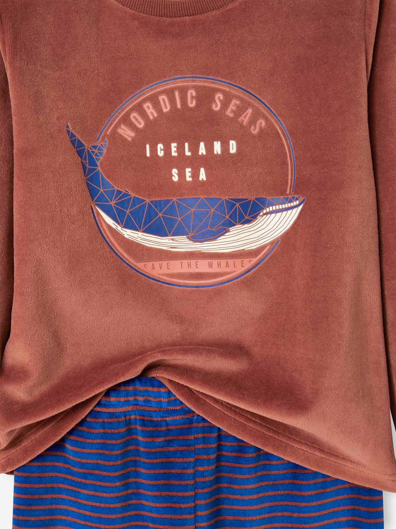 Lot de 2 pyjamas baleines en velours garçon bleu roi
