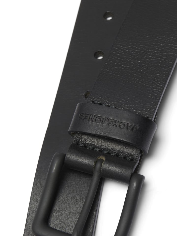 Jack & Jones Legerer Echtleder Gürtel Klassischer Leather Belt JACROMA in Schwarz günstig kaufen 105 cm