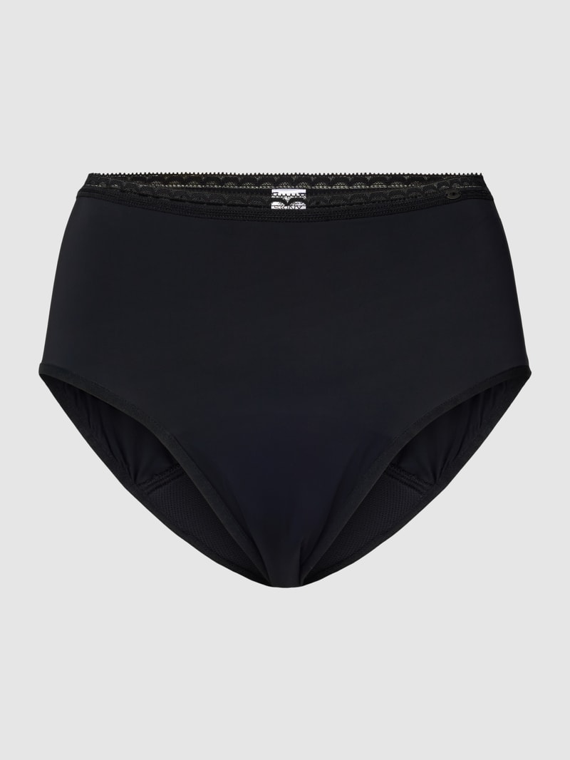 Perioden-Slip mit Häkelspitze-Besatz in schwarz