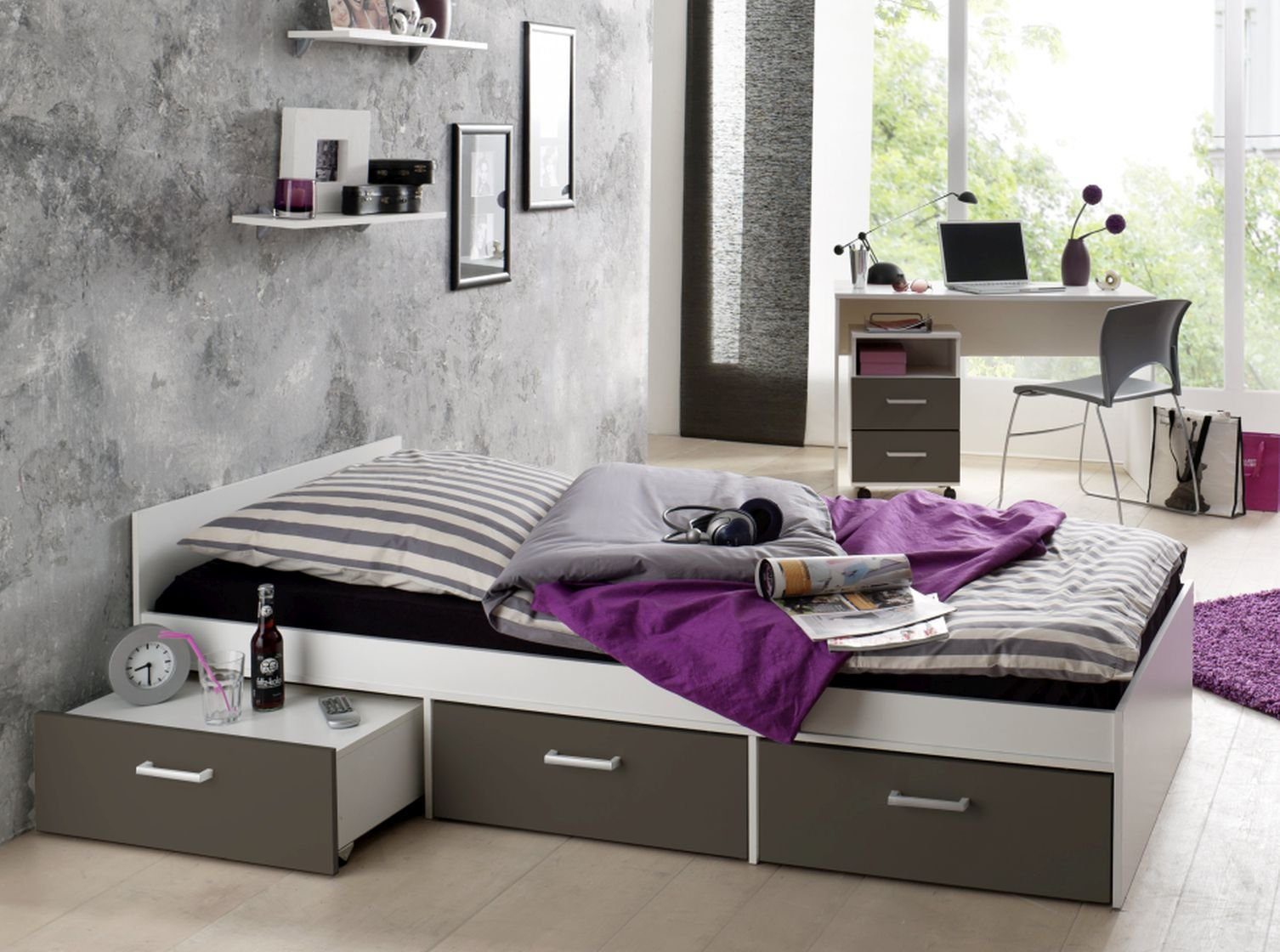 Storado Jugendzimmer-Set Berlin weiß / lava Colli 1 bis 4 (EAN 4260498522767), (siehe Artikelbeschreibung)