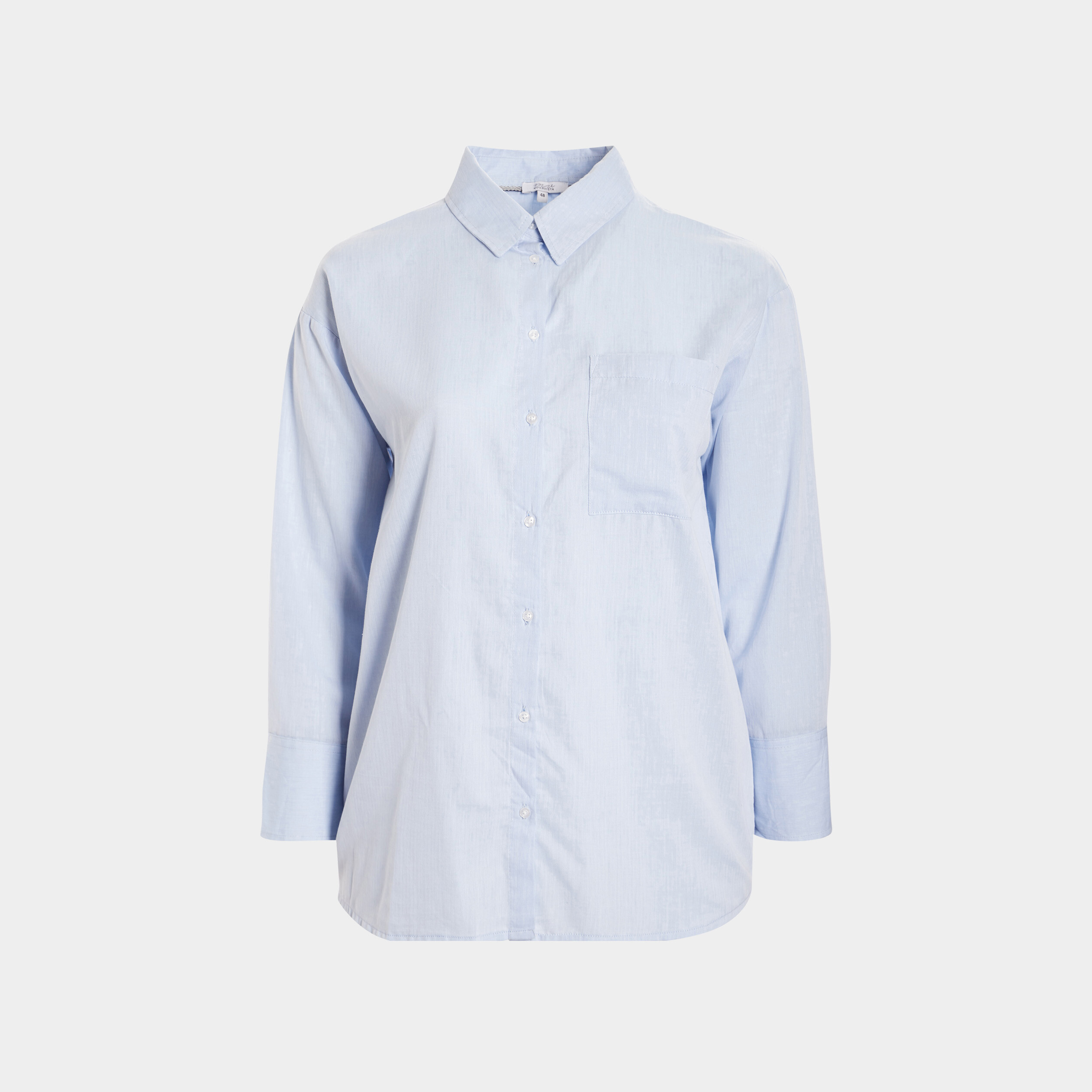 Chemise manches longues bleu clair femme grande taille | La Halle
