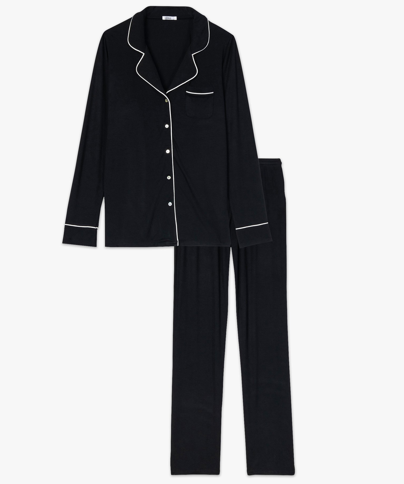 Pyjama deux pièces : chemise et pantalon femme noir | GEMO