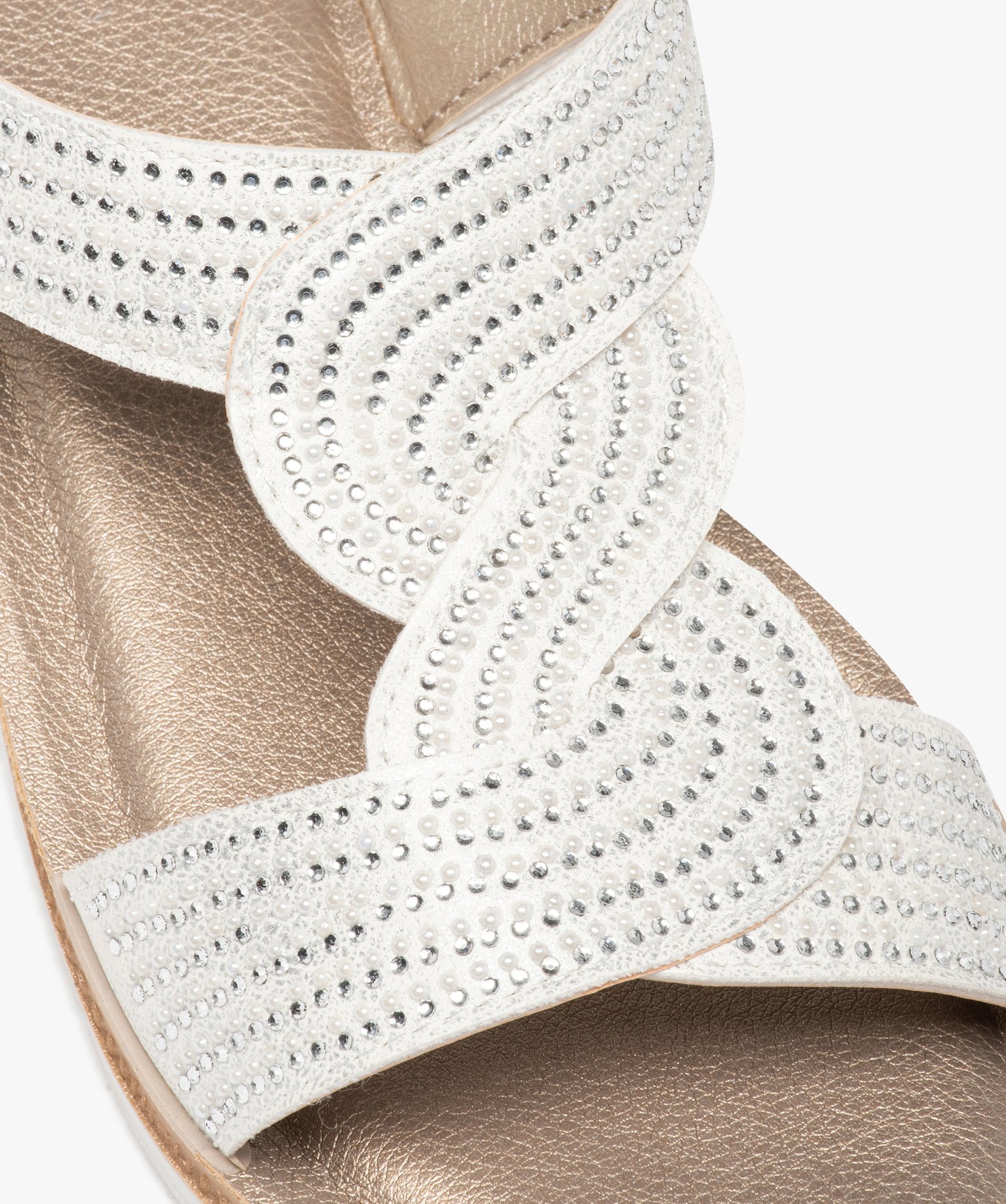 Sandales femme à brides strass et semelle amortissante blanc | GEMO