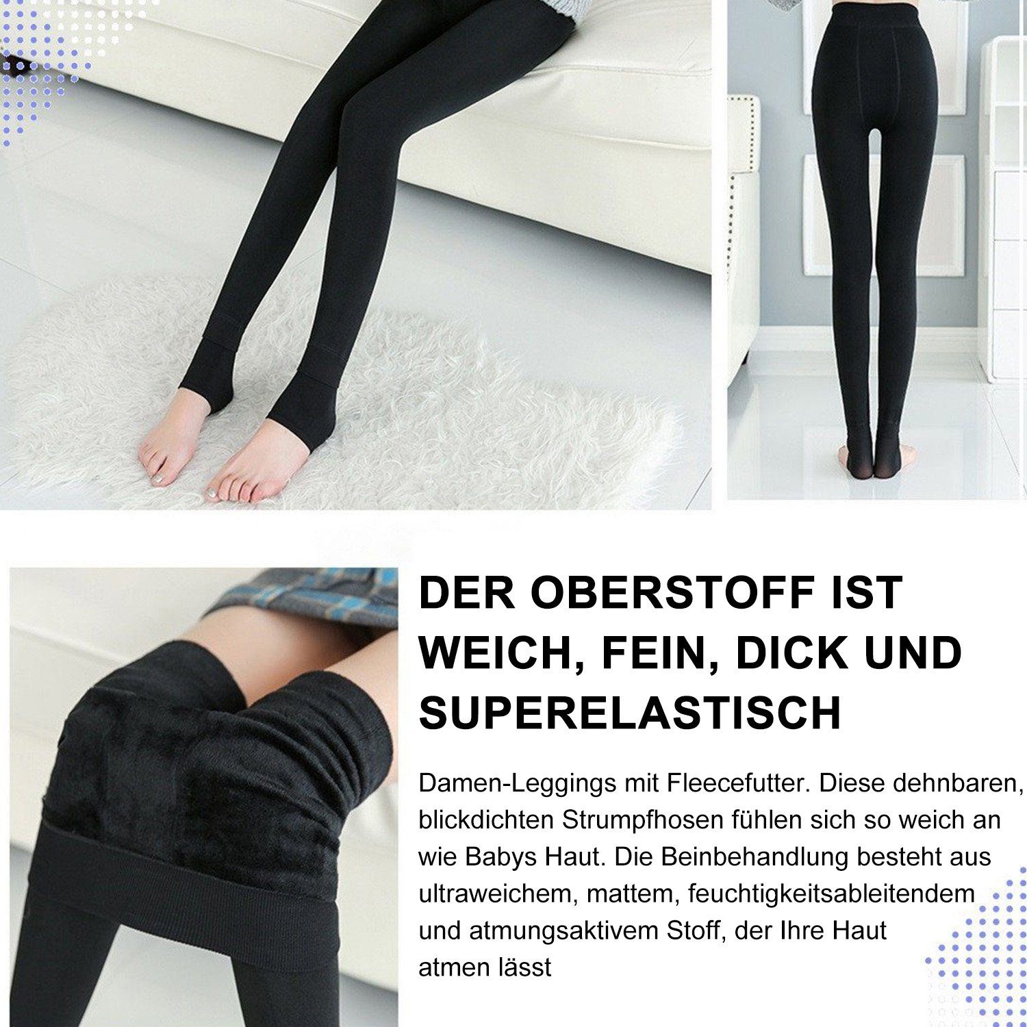 Daisred Thermoleggings Damen Thermo Strumpfhose Leggings mit Innenfleece