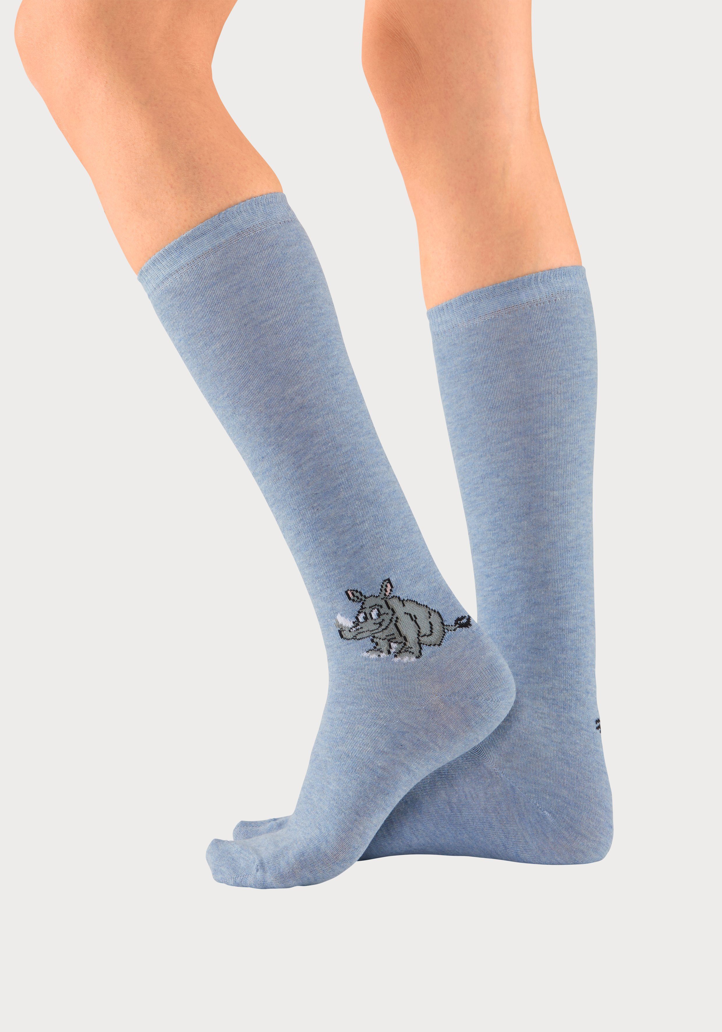 H.I.S Kniestrümpfe (5-Paar) mit eingestricktem Moriv