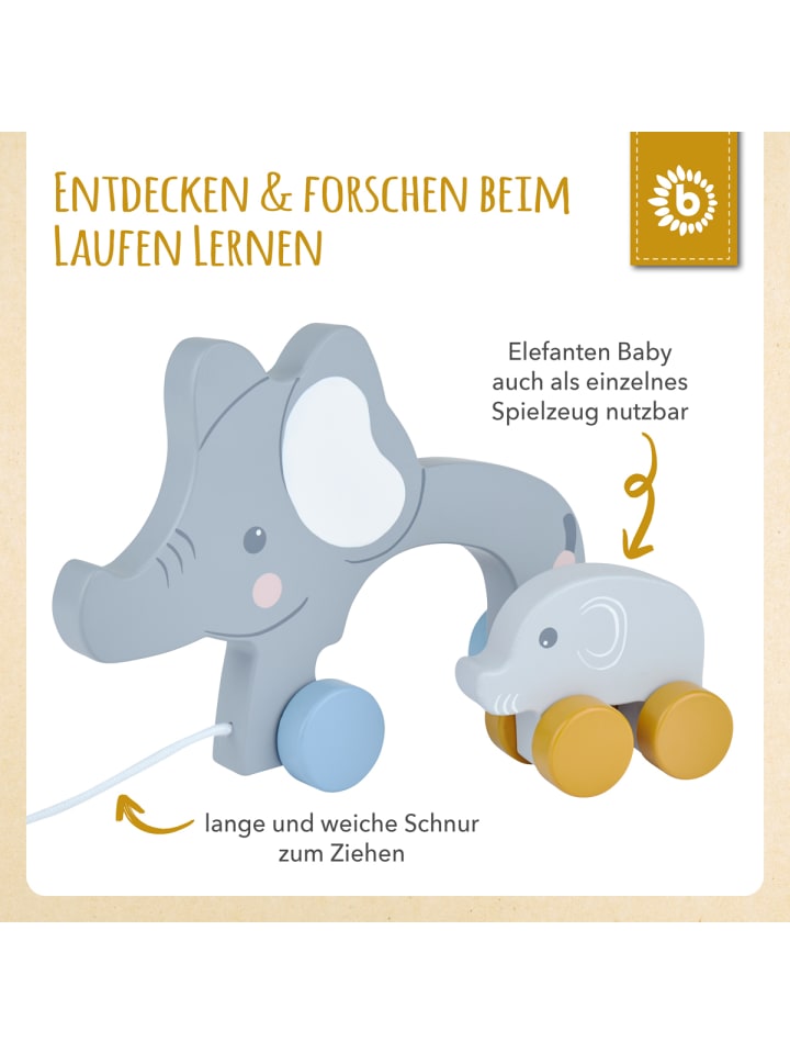 Bieco Spielwaren Nachziehelefanten Holz Tiko - ab 12 Monate in Grau günstig kaufen onesize