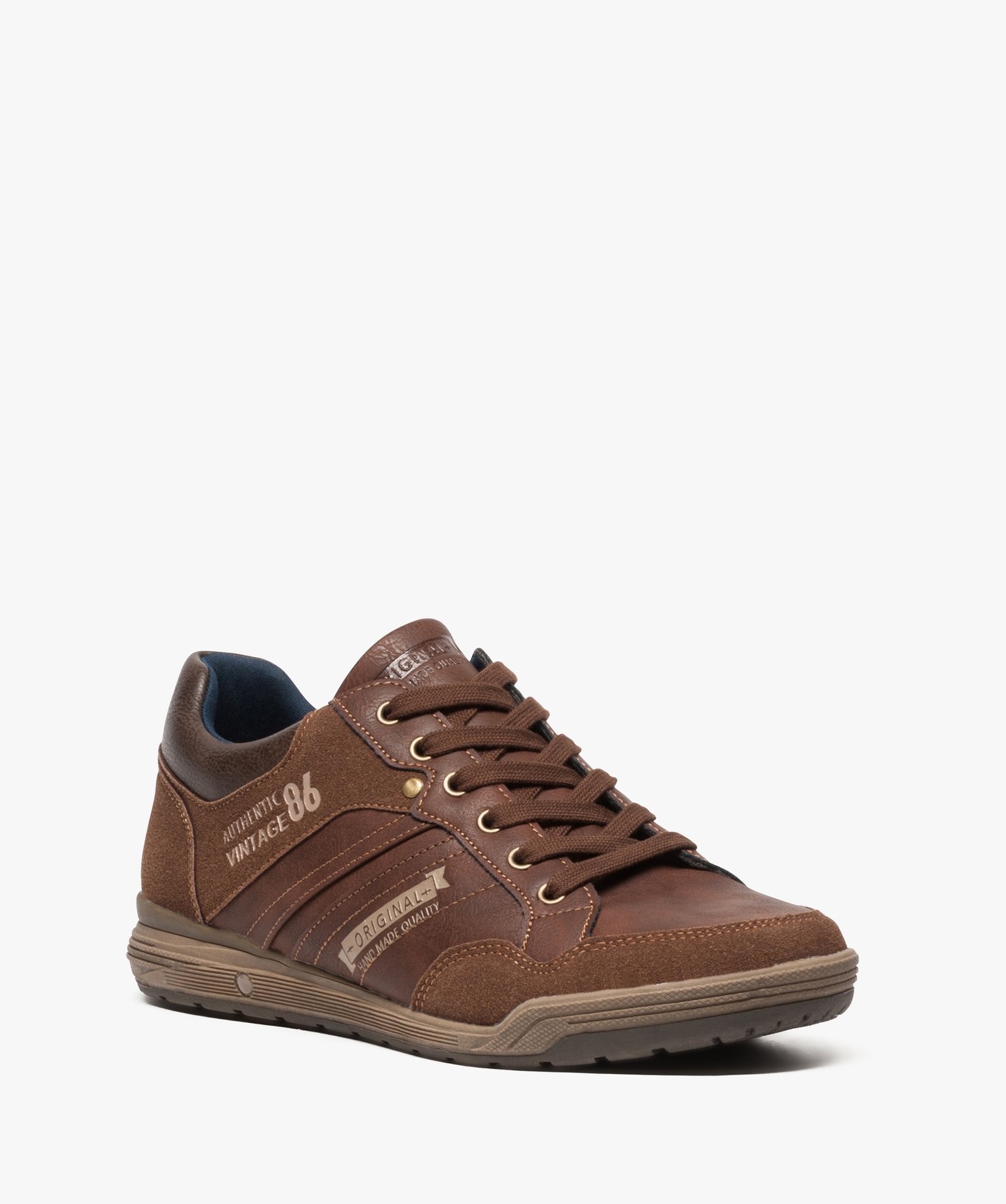 Baskets homme baskets de ville multimatières avec surpiqres camel | GEMO