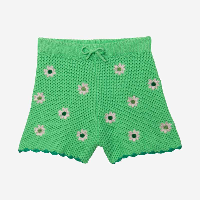 Short fille crochet brodé vert Catimini