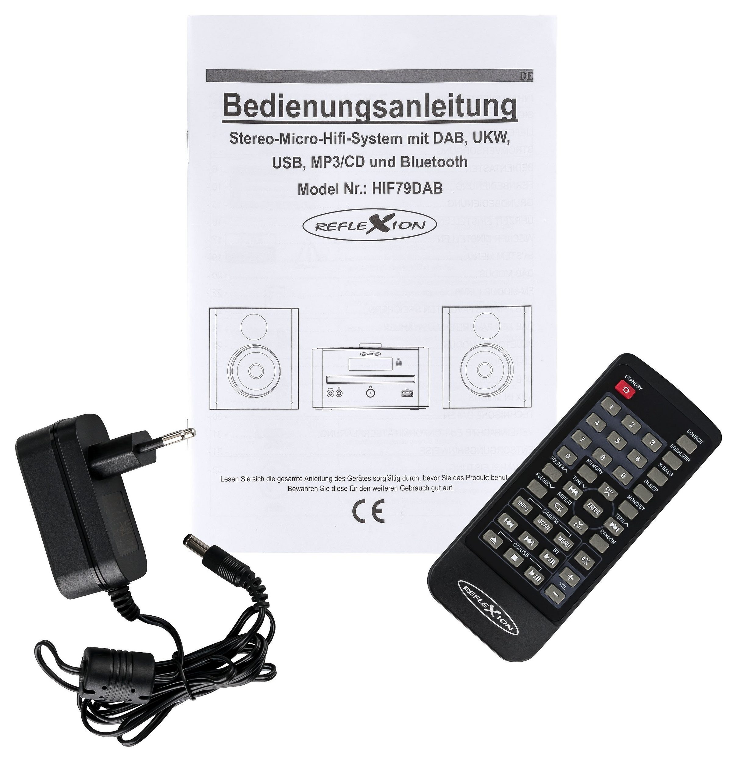 Reflexion HIF79DAB Microanlage (DAB/DAB+, UKW Radio, 80,00 W, Stereo-Micro-Hifi-System mit DAB, UKW, USB, MP3/CD, und Bluetooth)