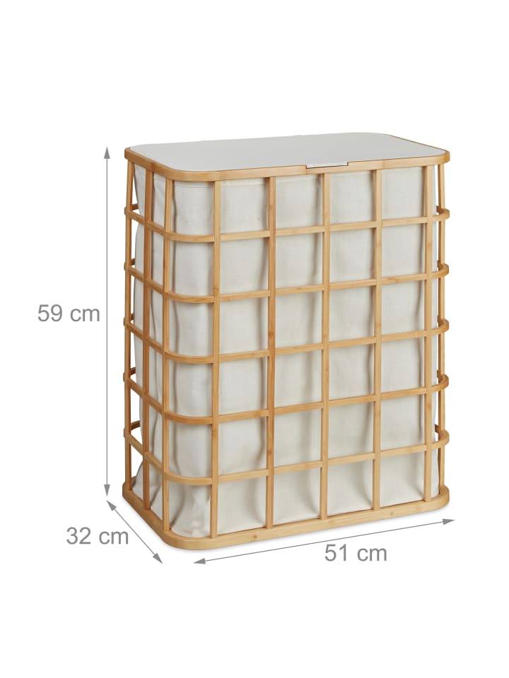 relaxdays Wäschekorb in Natur/ Beige - (B)51 x (H)59 x (T)32 cm günstig kaufen onesize