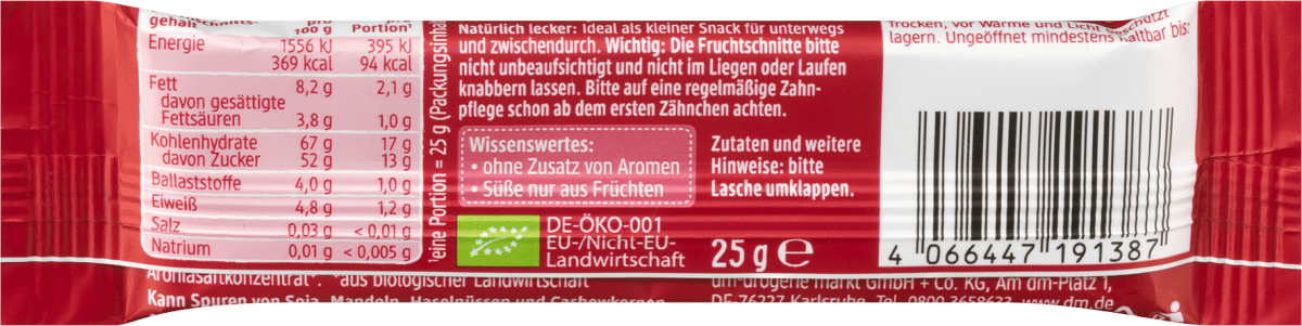 Fruchtriegel Kirsche-Apfel-Banane ab 1Jahr, 25 g