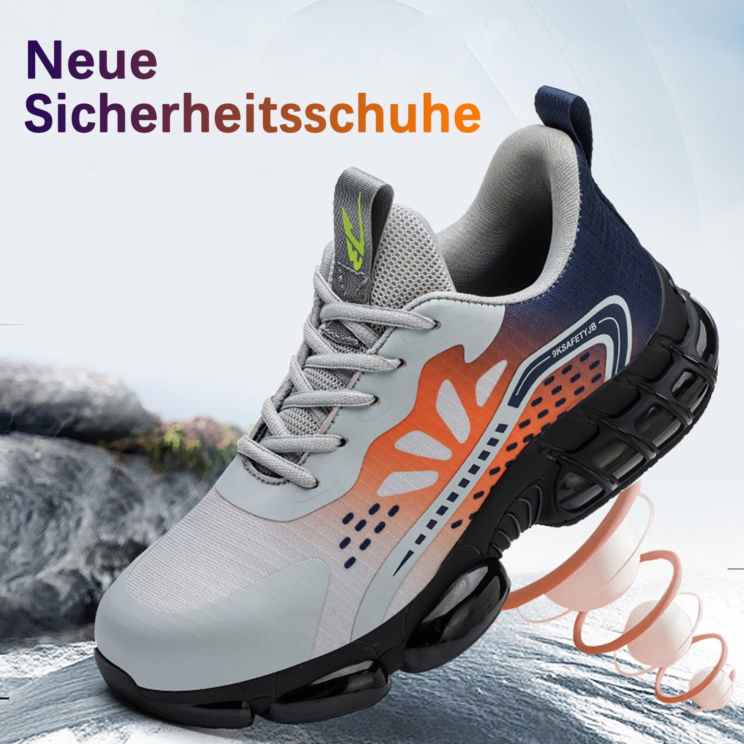 TOPMELON Stahlkappenschuhe mit Schnell trocknendes Futter Sicherheitsschuh