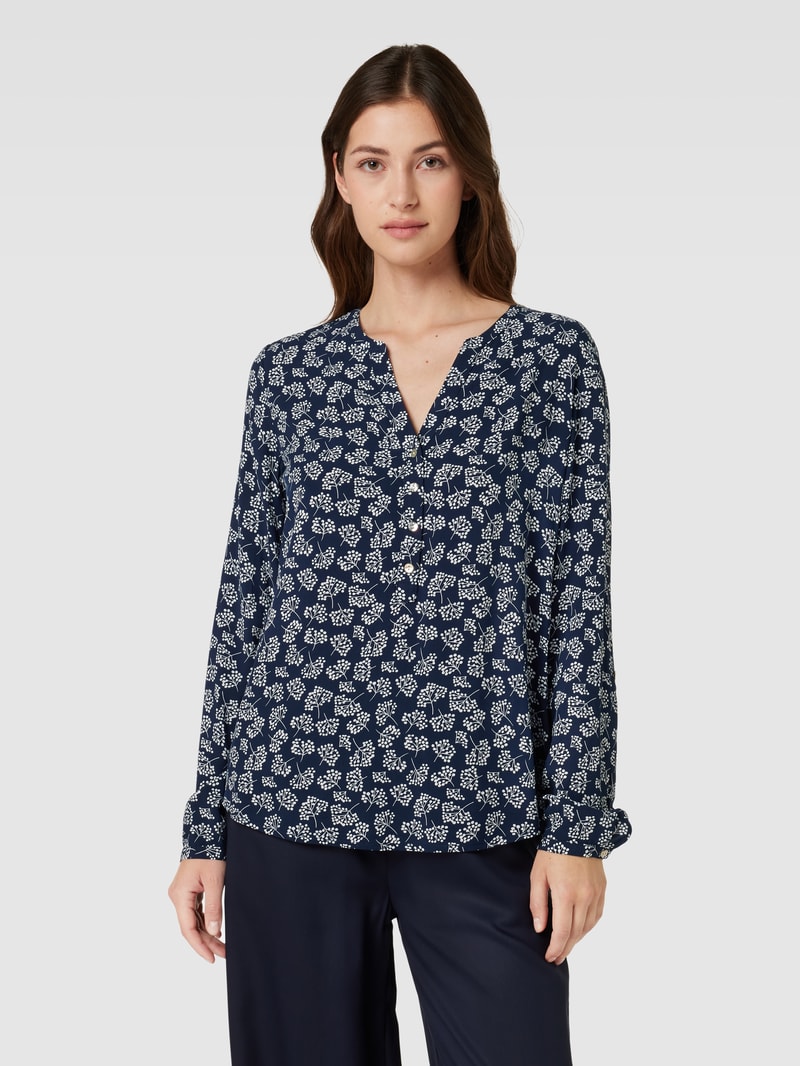 Blusenshirt mit Allover-Print in dunkelblau