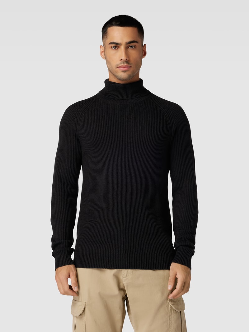Rollkragenpullover mit Label-Detail Modell 'PANNEL' in schwarz