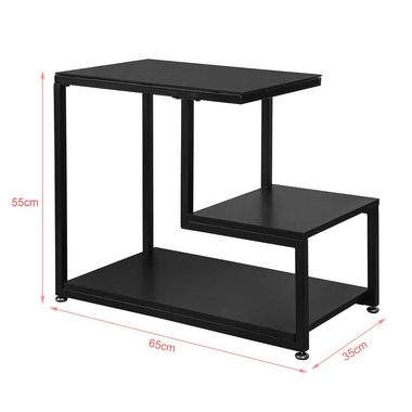 SoBuy Beistelltisch FBT65, mit Glasplatte Sofatisch Glastisch Couchtisch mit 3 Ablagen schwarz