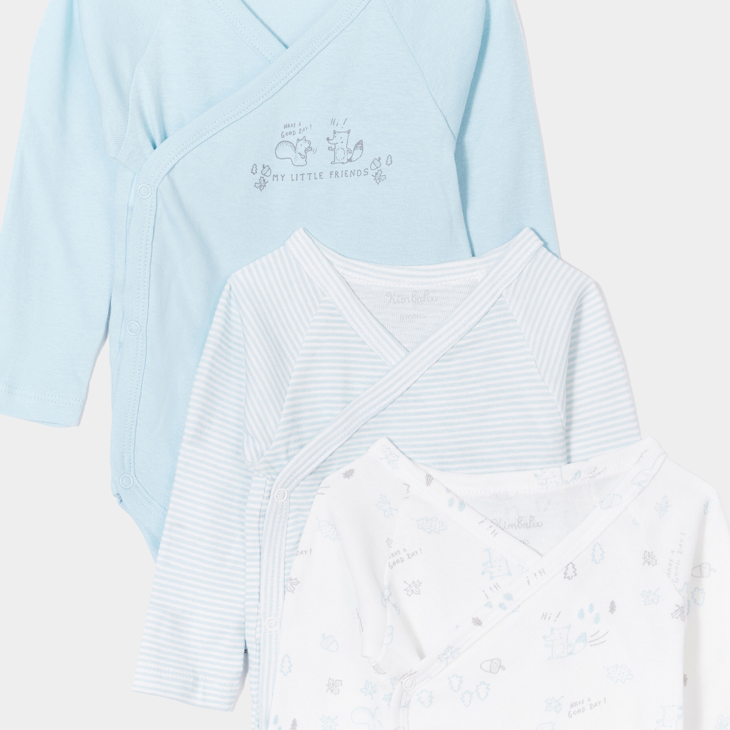 Lot 3 bodies coton manches longues blanc mixte | La Halle