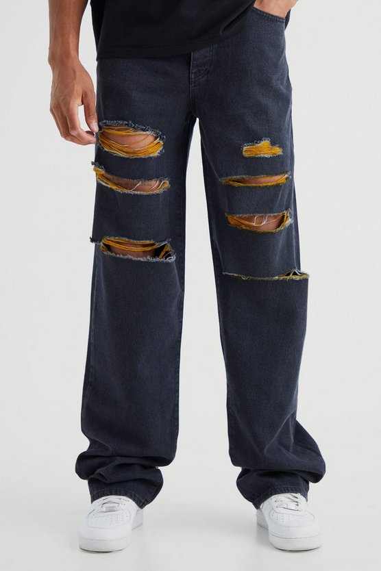 Tall lockere Kontrast-Jeans mit Rissen