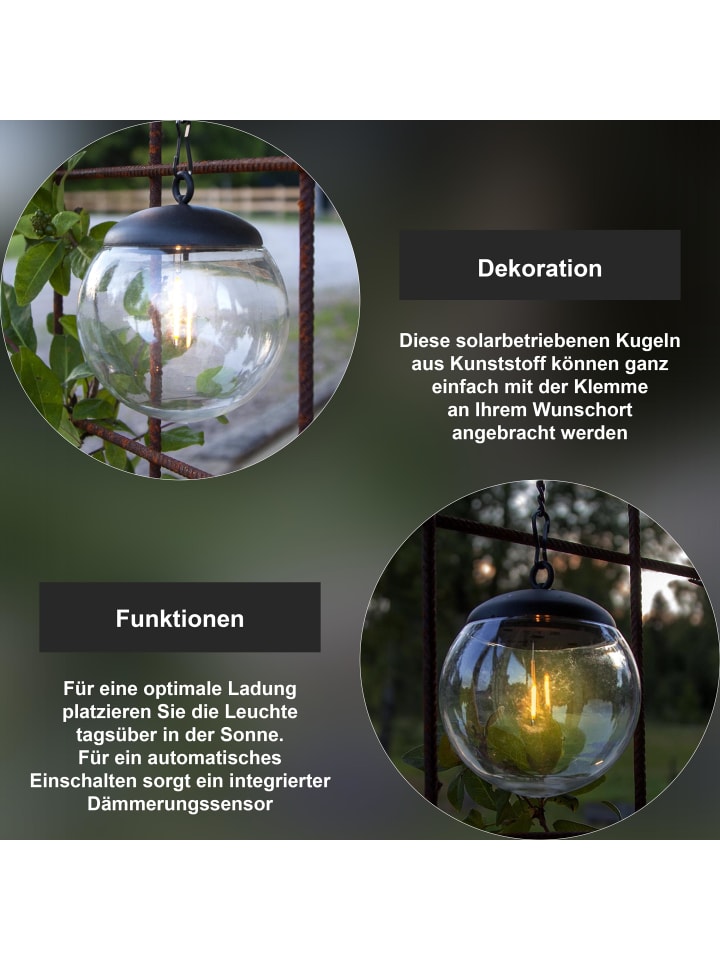 STAR Trading Solar-Hängeleuchte Globe 3er-Set in Schwarz,Transparent günstig kaufen onesize