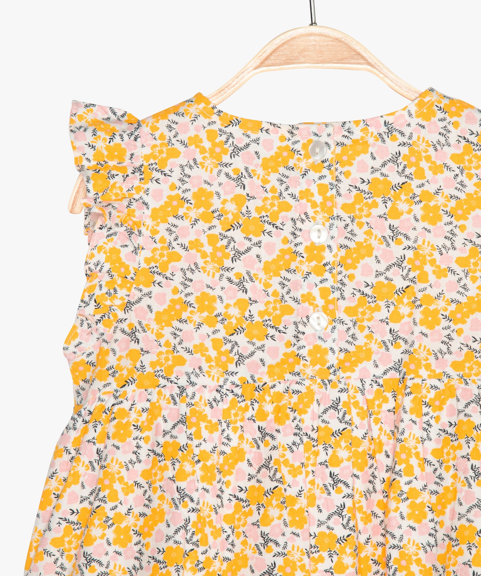 Robe bébé fille à motifs fleuris avec emmanchures à volants multicolore | GEMO